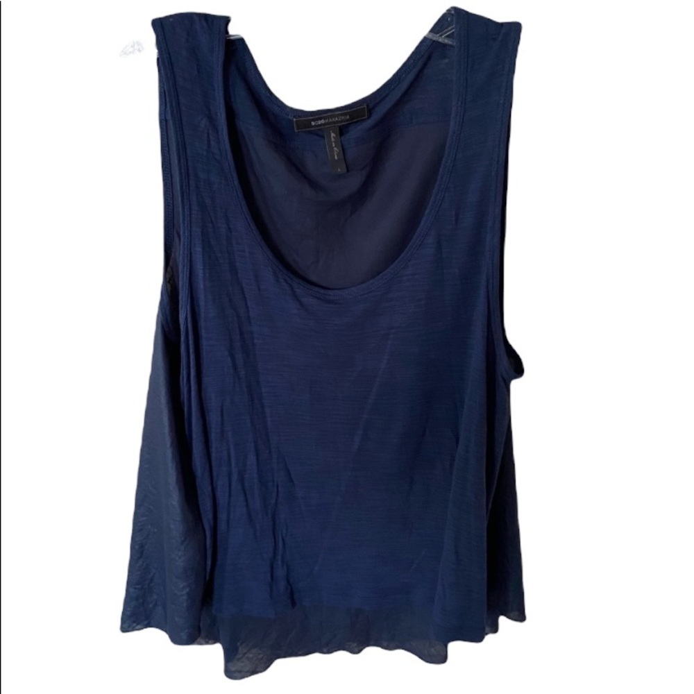 BCBGMaxazria sleeveless navy blue top size L style Dixie